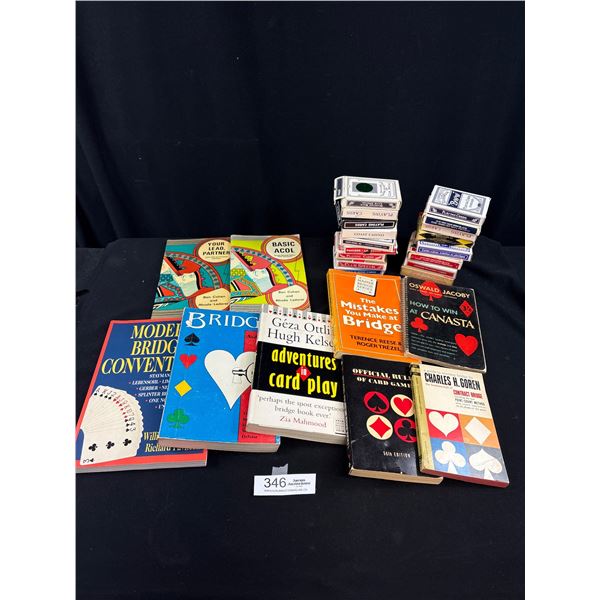 Large Lot of Playing Cards and Books on Bridge and Other Card Games
