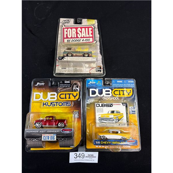 2 Dub City Diecast Cars and Jada Toys Diecast Car in Original Packages