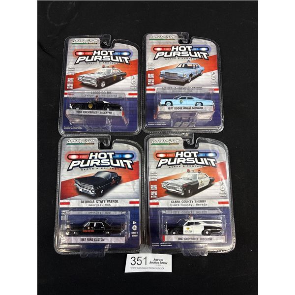 Lot of 4 Green Light Hot Pursuit Diecast Police Cars in Original Packages