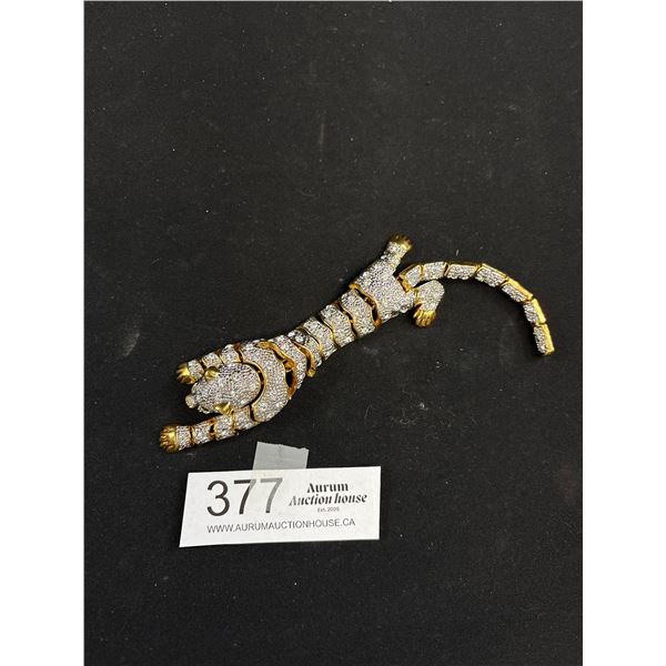 Very Nice Leapord Rhinestone Shoulder Broach Nice Detail