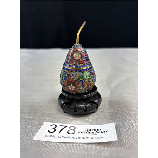 Very Nice Small Vintage Cloisonne Lidded Jar on Stand
