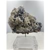 Image 1 : 9 X 11 INCH FLUORITE WITH FLOWER CALCITE QUARTZ ON STAND