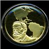 Image 1 : .75oz Franklin Mint PR70 DCAM 24k plated Sterling Silver Round History of the American Presidency B.