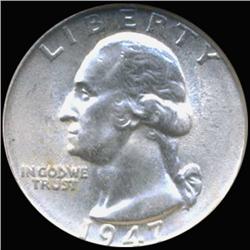 1947 Washington 25c Silver Quarter Coin Graded GEM (COI-6816)