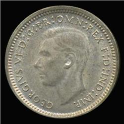 1943D Australia 3 Pence MS63+ RARE Doubled Reverse Initials DENVER MINTED (COI-6811)