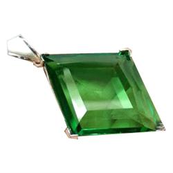 55.80ct Sterling Pendant Fancy Cut Top Green Amethyst (JEW-1646)