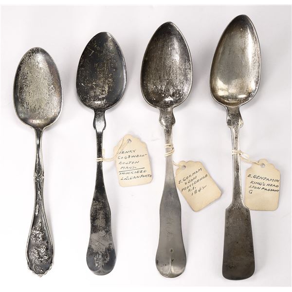 Trio of Early-mid 19th Century U.S. Coin Silver Spoons.,