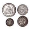 Image 2 : Quartet of Seated Liberty types: 1856 Half Dollar, 1853 arrows & rays, 1873 arrows Quarters and 1876