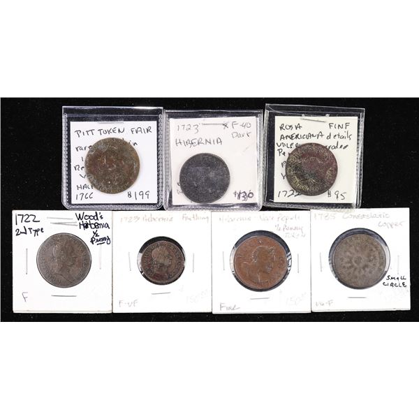 Group of Colonial Coppers, 1722-1785.,