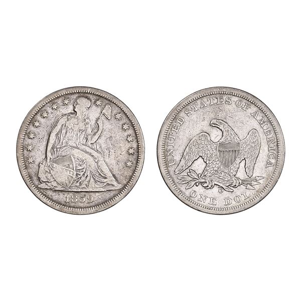 1859-O Seated Liberty Dollar.,