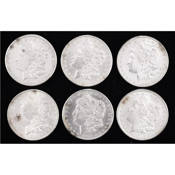 Sextet of Morgan Dollars: 1878-S, 1880-S, 1881-S, 1884-O, 1885 and 1886.,