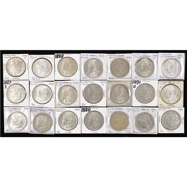 Large lot of (21) Morgan Dollars, 1880-1891,