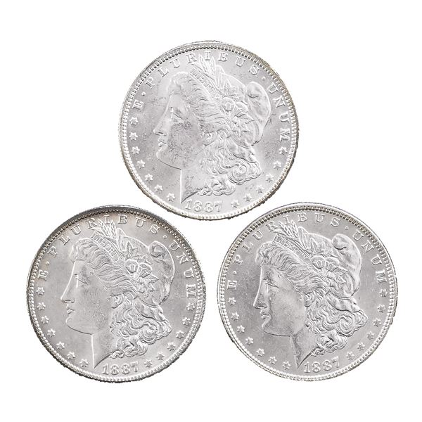 1887, 1887-O and 1887-S Morgan Dollars.,