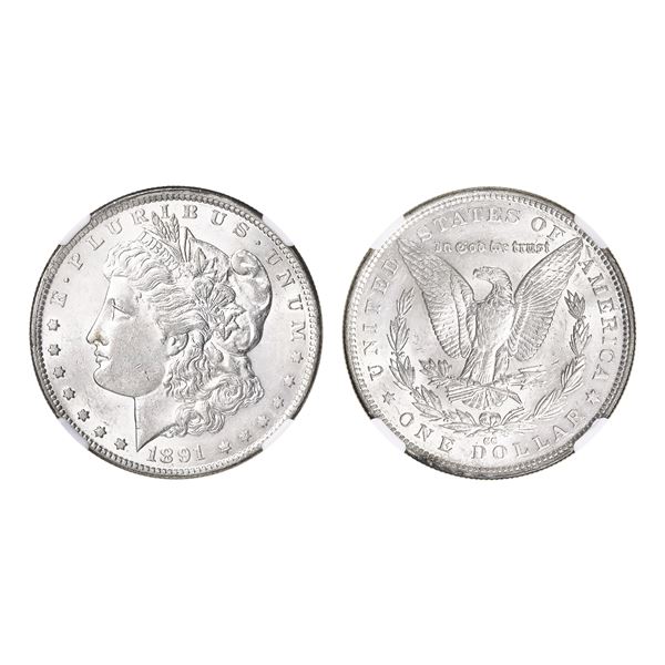 1891-CC $1 Carson City Morgan Dollar Top-100 VAM-3 Spitting Eagle NGC AU55