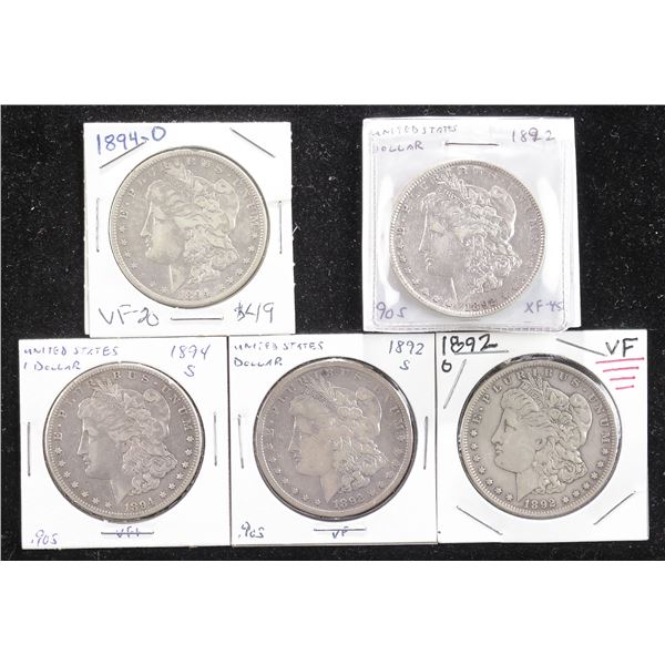 1892, 1892-O, 1892-S, 1894-O and 1894-S Morgan Dollars, 1892-1894,