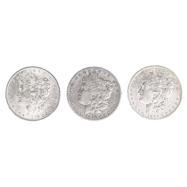 1896, 1896-O, 1896-S Morgan Dollars.,