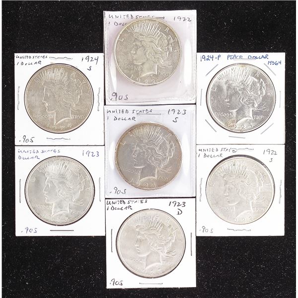 Group of Peace Dollars, 1922-1924 S.,