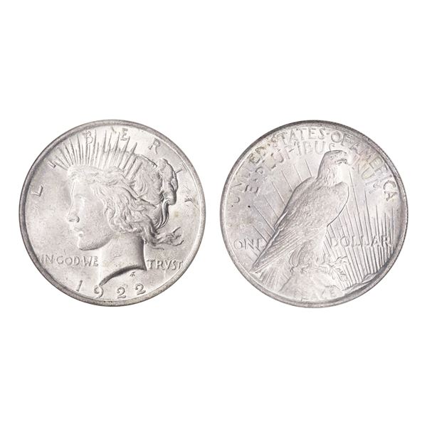 1922 $1 Peace Dollar NGC Brilliant Uncirculated,