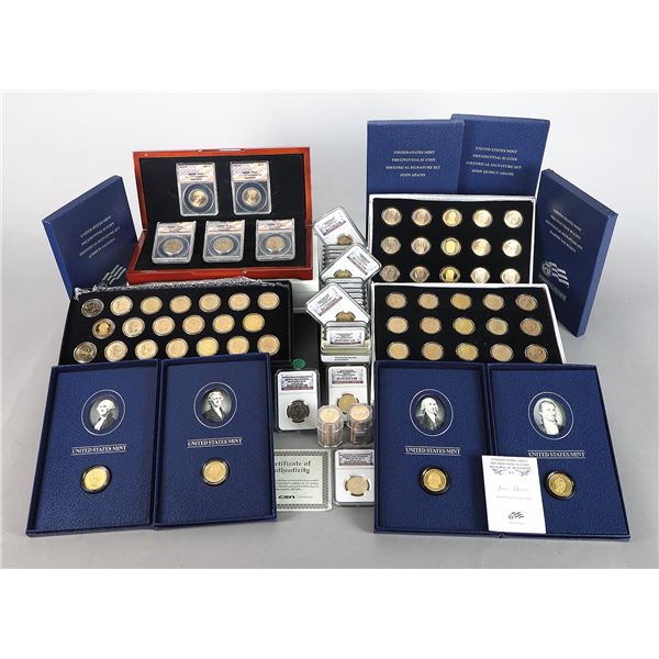 Large lot of 2007-2008 Proof and MS Presidential Dollars.,