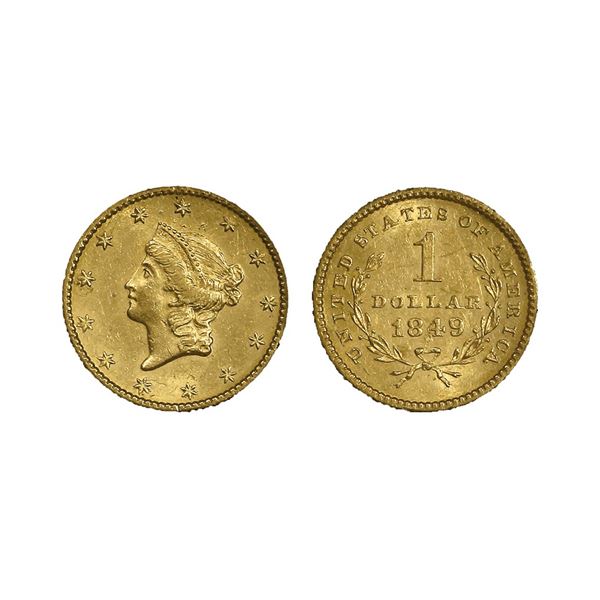 1849 Gold Dollar, open wreath, no L.,