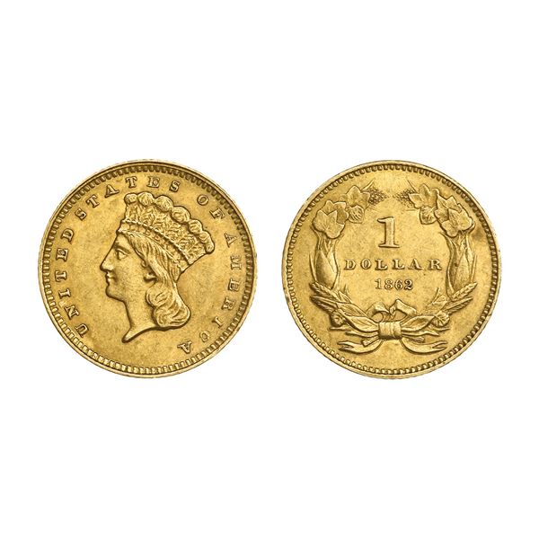 1862 $1 Gold Indian,