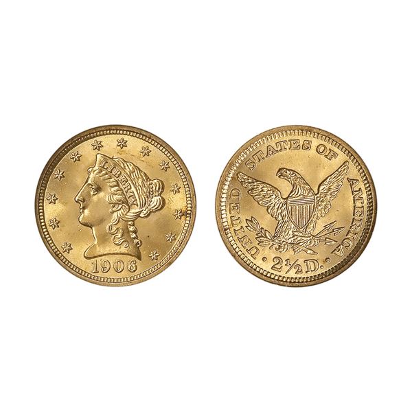 1906 $2 1/2 Liberty Head Quarter Eagle ANACS MS64,