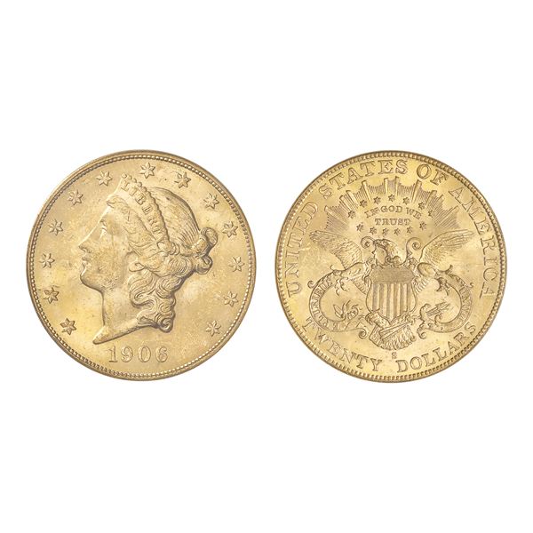 1906-S $20 Liberty Head Double Eagle PCGS MS62