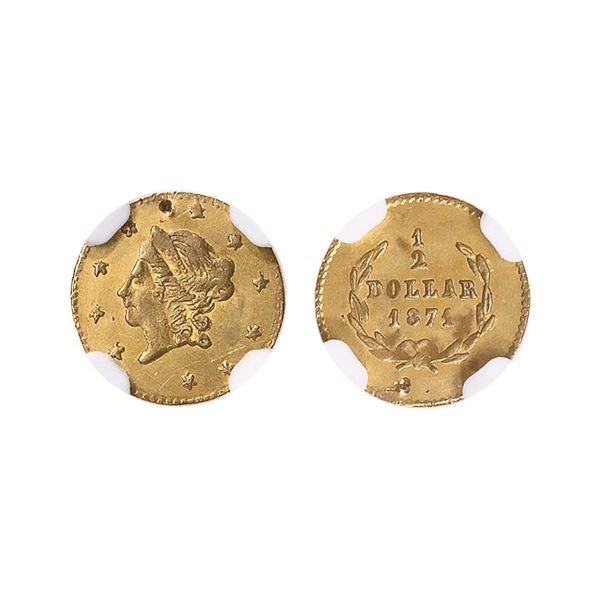 1871 California Fractional Gold 50 Cents, round.,