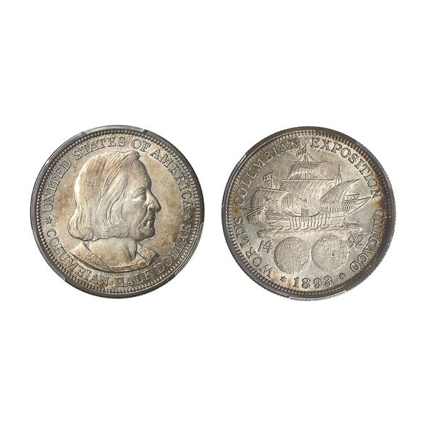 1893 50C Columbian Expo Commemorative Half Dollar PCGS AU58+