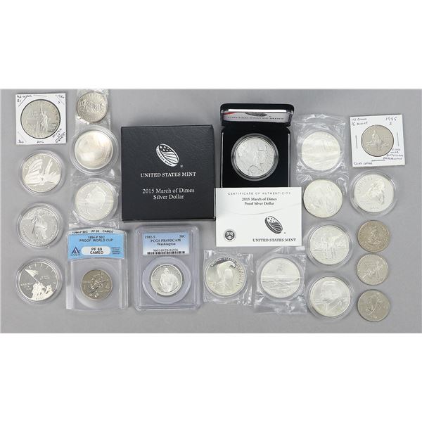 Lot of modern Commemorative Silver Dollars, 1984-2014.,