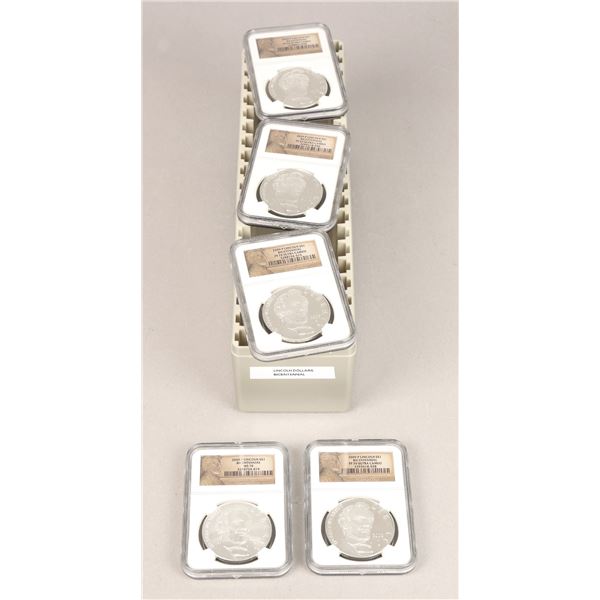 Quintet of NGC-graded 2009 Abraham Lincoln Commemorative Dollars.,