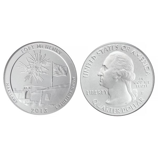 2013-P ATB Fort McHenry NP 25C 5 oz Silver Quarter PCGS SP70,
