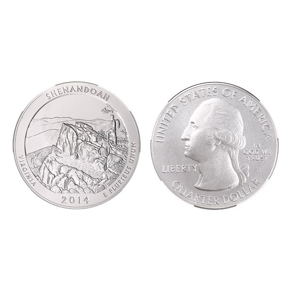 2014-P ATB Shenandoah 25C 5 oz Silver Quarter NGC SP70,