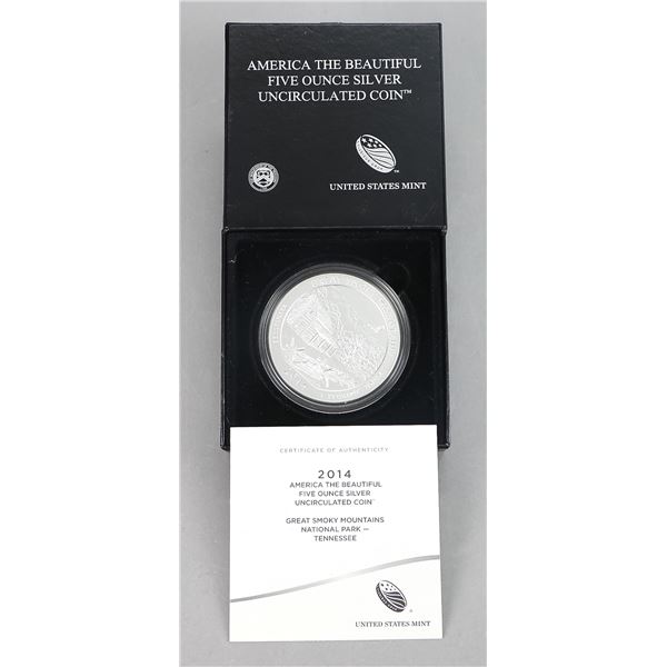 2014 ATB Great Smoky Mountains 25C 5 oz Silver Quarter MS,