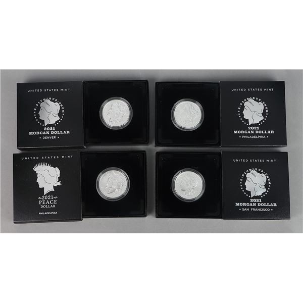 Group of 2021 Centennial Morgan and Peace Dollars.