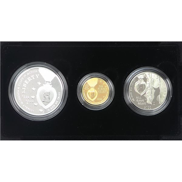 2022 National Purple Heart Hall Of Honor Commemorative 3 Coin Proof Set,
