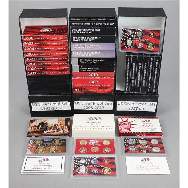 Group of United Sates Silver Proof Sets, 1992-2021,