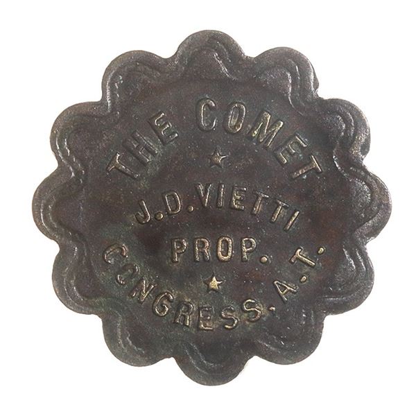 Arizona Territory. Congress. J.D. Vietti, The Comet. Drink Token (ca. 1900),