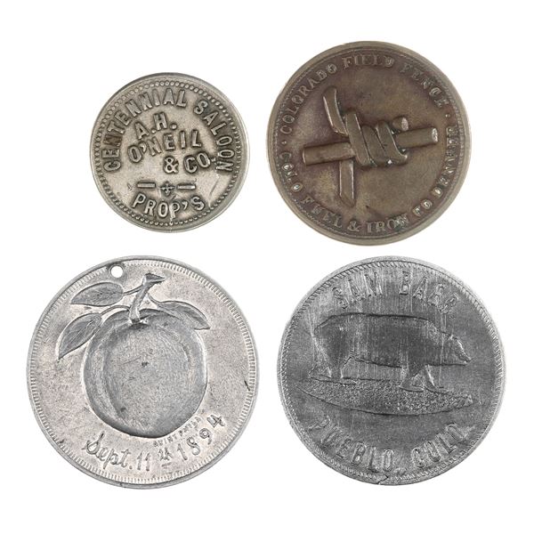 Colorado and Montana. Quartet of late 19th-early 20th Century Tokens.,