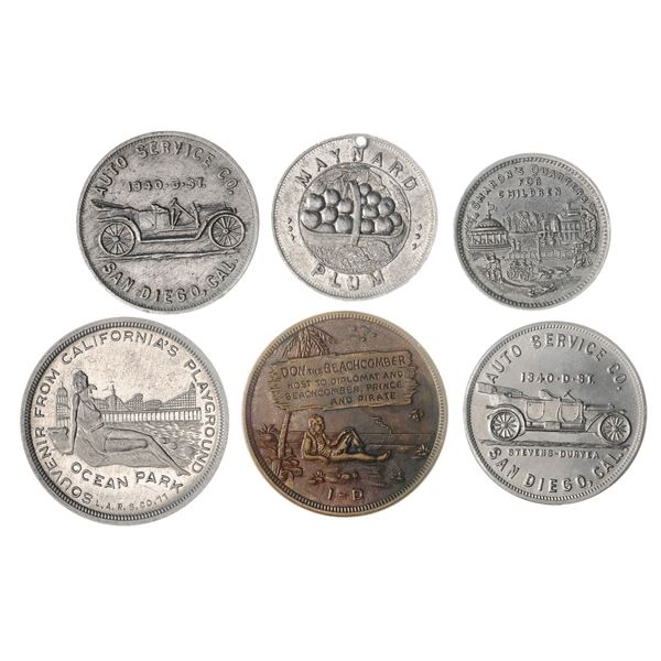 Hawaii and California. Group of early to mid-20th Century Tokens, including Don the Beachcomber.,