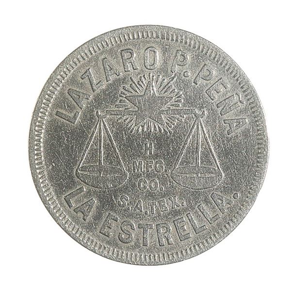Texas. Pena Station. Lazaro P. Pena. 1 Real Token, 1891.,