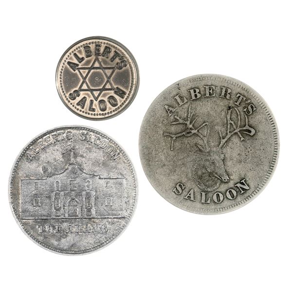 Texas. San Antonio. Albert's Saloon. Trio of Tokens (1889-1918).,