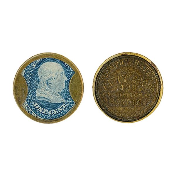 Scott #EP26a 1& cent; Joseph Bates Fancy Goods Encased Postage Stamp (Scott EP26a),
