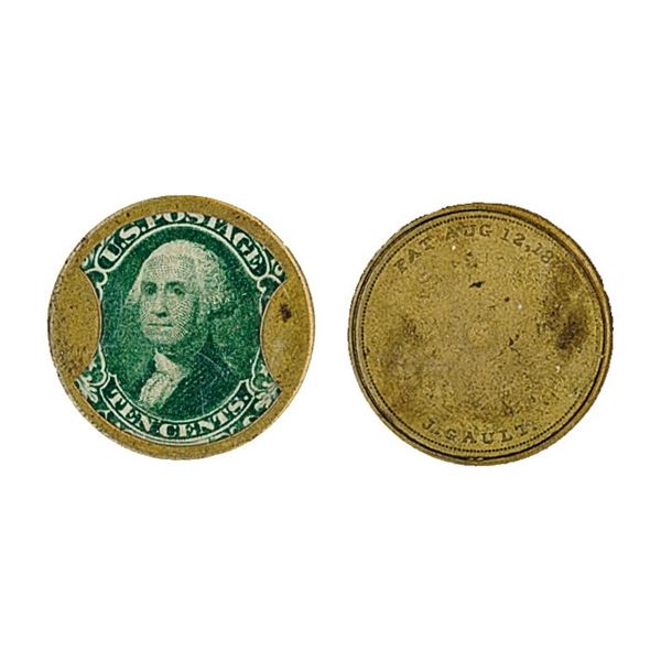 Scott #EP97 10& cent; PAT Aug 12, 1862 J Gault Encased Postage Stamp (Scott EP97),