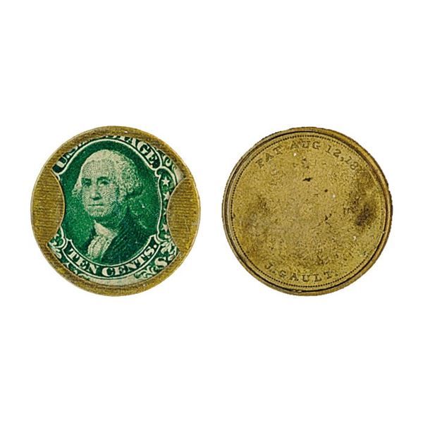Scott #EP97 10& cent; PAT Aug 12, 1862 J Gault Encased Postage Stamp (Scott EP97),