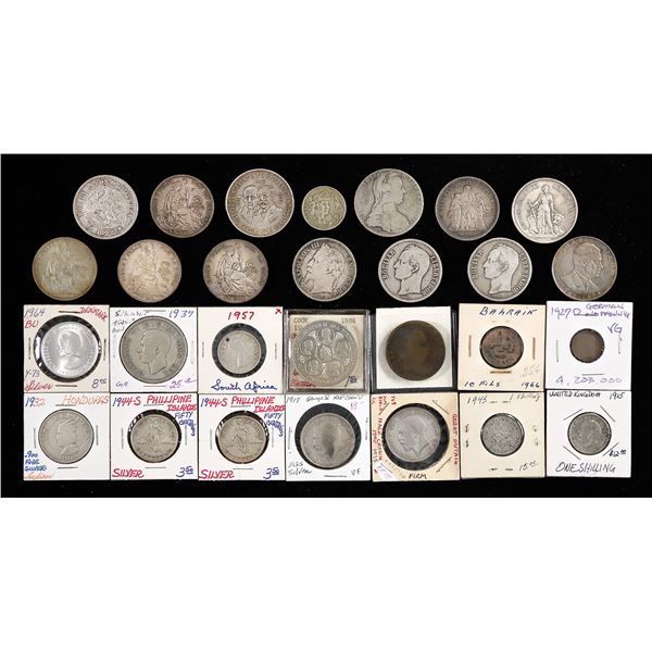 Assortment of World Silver Crowns and Silver and AE Minors, 19th-20th Century.,