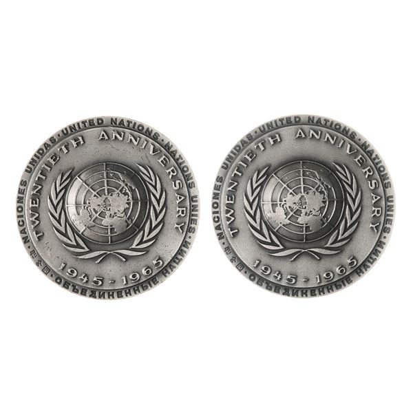 Pair of 1965 United Nations 20th Anniversary .999 Silver medals.,