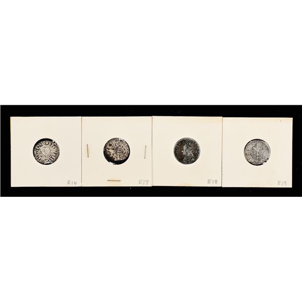 England. Plantagenets-Stuart. Quartet of Silver issues, 13th-17th Century.,
