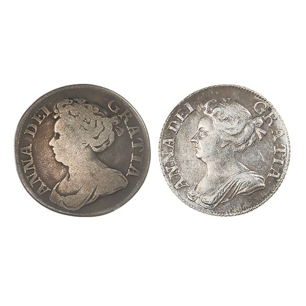 England/Great Britain. Post Union. Anne (1702-1714). Silver Shillings, 1709, 1711.,