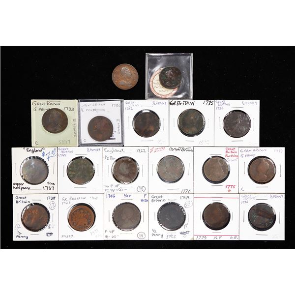 Great Britain. George I-George II. Group of Halfpennies, 1718-1749.,